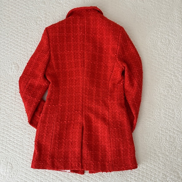 NWT H&M Textured-Weave Tweed Jacket Blazer Orange Red XS - Picture 14 of 16
